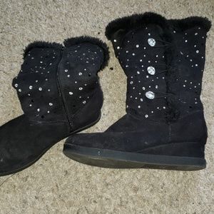 Black Jeweled Zip Up Boots